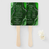Green and Silver Agate Wedding Program Handwaaier (Voorkant en achterkant)