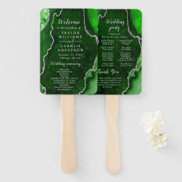 Green and Silver Agate Wedding Program Handwaaier