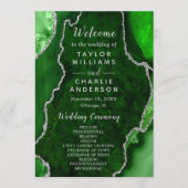 Green and Silver Agate Wedding Program Programmakaart (Voorkant)