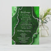 Green and Silver Agate Wedding Program Programmakaart (Staand voorkant)