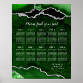 Green and Silver Agate Wedding Seating Chart Poster (Voorkant)