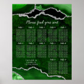 Green and Silver Agate Wedding Seating Chart Poster (Voorkant)