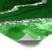 Green and Silver Agate Wedding Seating Chart Poster (Hoek)