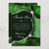 Green and Silver Faux Glitter Agate Birthday Bedankkaart (Voorkant / Achterkant)