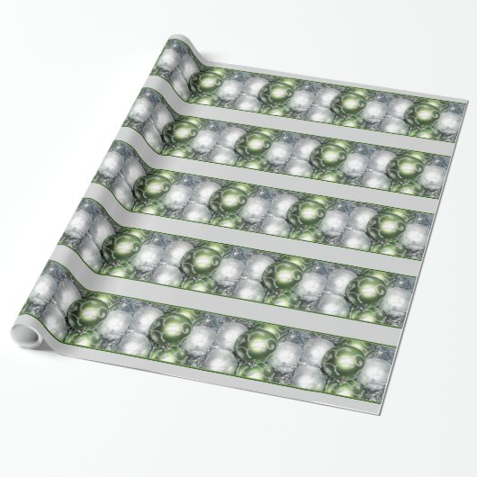 'Green and Silver Sparkle' Holiday Gift Wrap Cadeaupapier (Uitgerold)