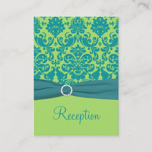 Green and Turquoise Damask Enclosure Kaart (Voorkant)