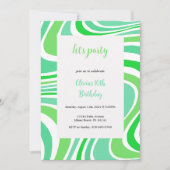 green and turquoise groovy invitation kaart (Voorkant)
