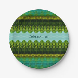 Green and Turquoise Patterned Papieren Bordje