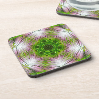 GREEN AND WHITE ABSTRACT DRAWING. SAMER BRASIL. 2 BIER ONDERZETTER