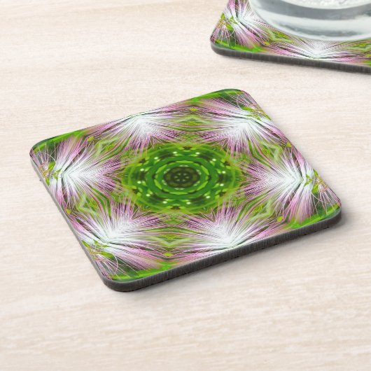 GREEN AND WHITE ABSTRACT DRAWING. SAMER BRASIL. 2 BIER ONDERZETTER (Linkerzijde)