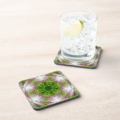 GREEN AND WHITE ABSTRACT DRAWING. SAMER BRASIL. 2 BIER ONDERZETTER (Rechterzijde)