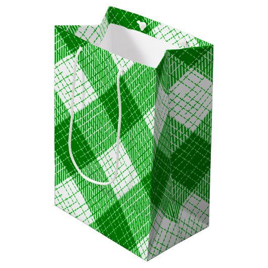 Green and White Bold Checkered Plaid Design  Medium Cadeauzakje