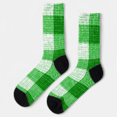 Green and White Bold Checkered Plaid Design  Sokken (Links)