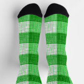 Green and White Bold Checkered Plaid Design  Sokken (Top)