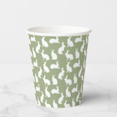 Green And White Bunny Rabbit Pattern Happy Easter Papieren Bekers (Achterkant)