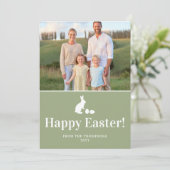 Green And White Bunny With Custom Photo Easter Kaart (Staand voorkant)