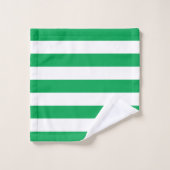 Green and White Cabana Stripes Bad Handdoek (Wasdoekje)