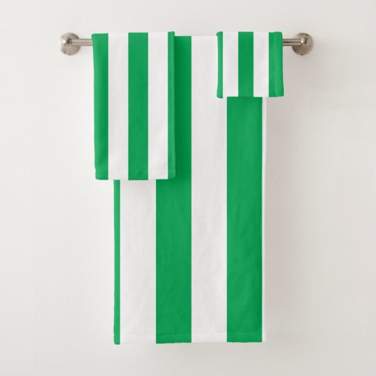 Green and White Cabana Stripes  Bad Handdoek (Insitu)