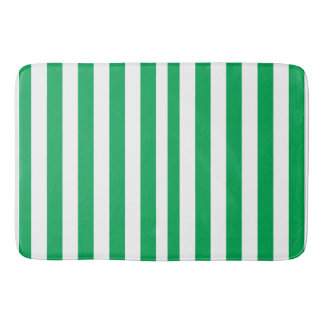 Green and White Cabana Stripes Badmat