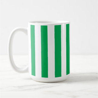 Green and White Cabana Stripes Koffiemok