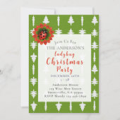 Green and White Christmas Tree Ladybug Party Kaart (Voorkant)