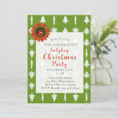 Green and White Christmas Tree Ladybug Party Kaart (Staand voorkant)