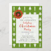 Green and White Christmas Tree Ladybug Party Kaart (Voorkant / Achterkant)