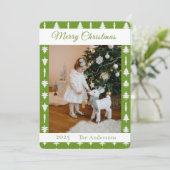 Green and White Christmas Tree Photo  Feestdagenkaart (Staand voorkant)