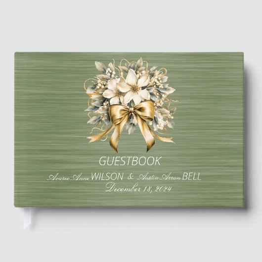 Green and White Christmas Winterberry Wedding Gastenboek (Voorkant)