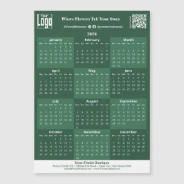 Green and White Custom Logo 2026 Calendar Magnet