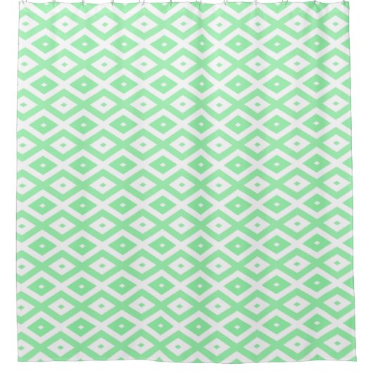 Green and white diamond pattern douchegordijn (Voorkant)