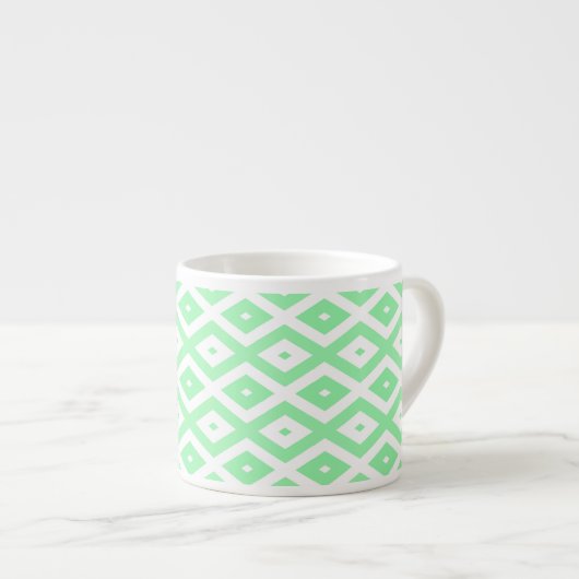 Green and white diamond pattern espresso kop (Voorkant rechts)