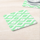 Green and white diamond pattern kartonnen onderzetters (Schuin)