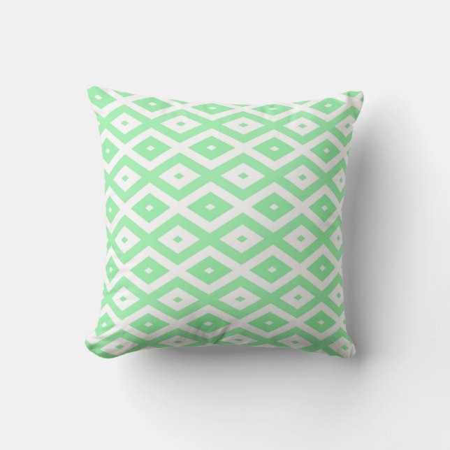 Green and white diamond pattern kussen (Voorkant)