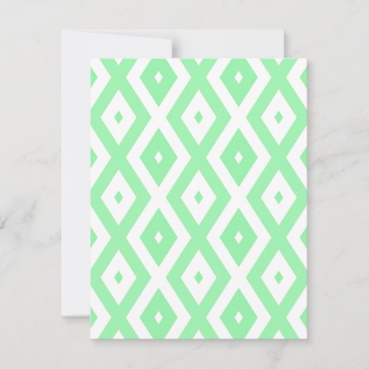 Green and white diamond pattern RSVP kaartje (Voorkant)