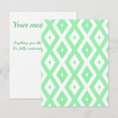Green and white diamond pattern RSVP kaartje (Voorkant / Achterkant)