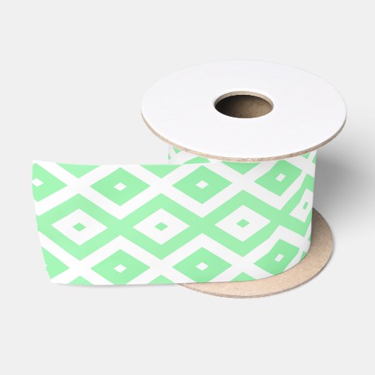 Green and white diamond pattern satijnen lint (Spoel)