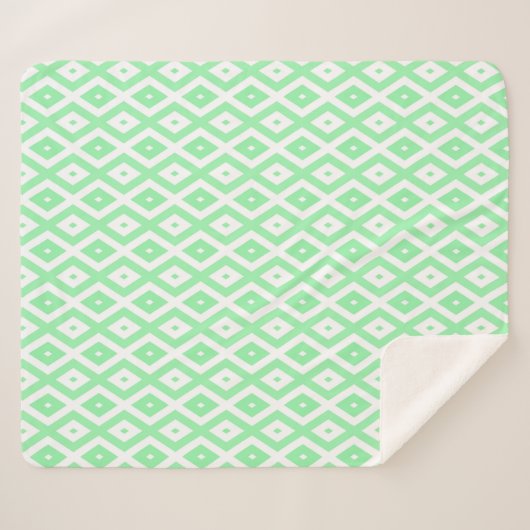 Green and white diamond pattern sherpa deken (Voorkant (horizontaal))