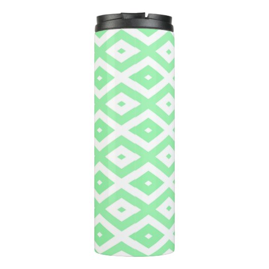 Green and white diamond pattern thermosbeker (Achterkant)