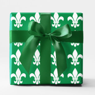 Green and White Fleur de Lys Cadeaupapier