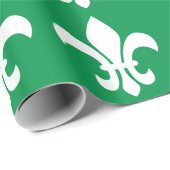 Green and White Fleur de Lys Cadeaupapier (Rol Hoek)