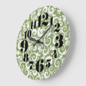 Green and White Floral Flourish Grote Klok (Hoek)
