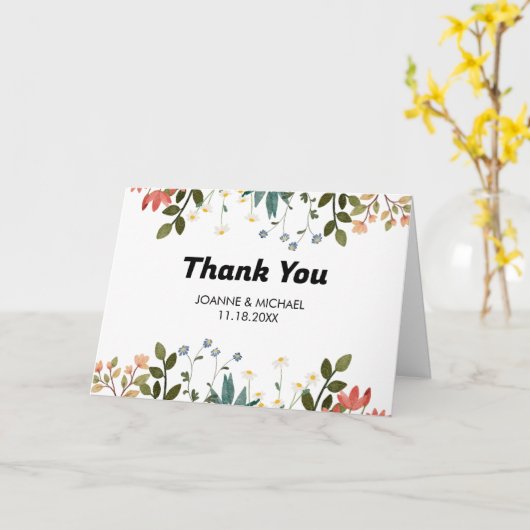 Green and White Floral Hartelijk dank Kaart (Gele Bloem)