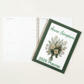 Green and White Floral Personalized Planner (Display)
