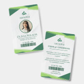 Green and White Geometric Custom Photo Badge (Voor- en achterkant)