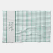 Green and White Gingham Check Personalized Theedoek (Horizontaal)