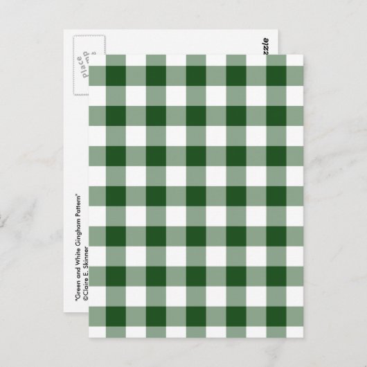 Green and White Gingham Pattern Briefkaart (Voorkant / Achterkant)