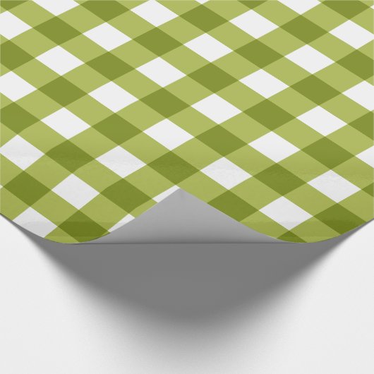 Green and White Gingham Pattern Cadeaupapier (Hoek)