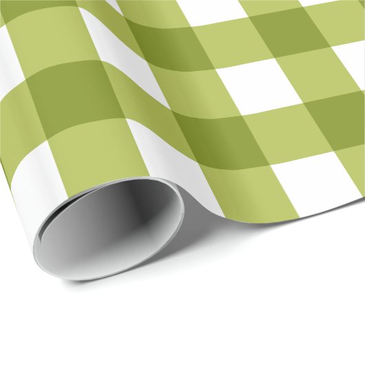 Green and White Gingham Pattern Cadeaupapier (Rol Hoek)