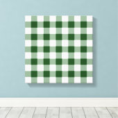 Green and White Gingham Pattern Canvas Afdruk (Insitu (Houten vloer))